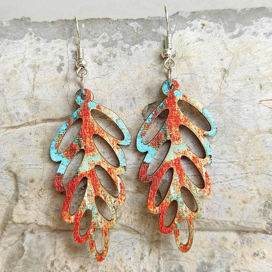 Leaf Shape Wooden Dangle Earrings - PFgoods.com