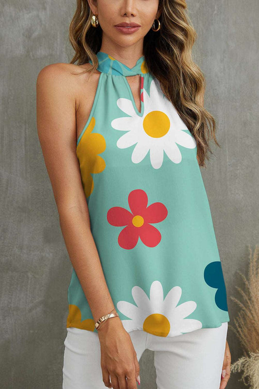 Flower Grecian Neck Tank - PFgoods.com