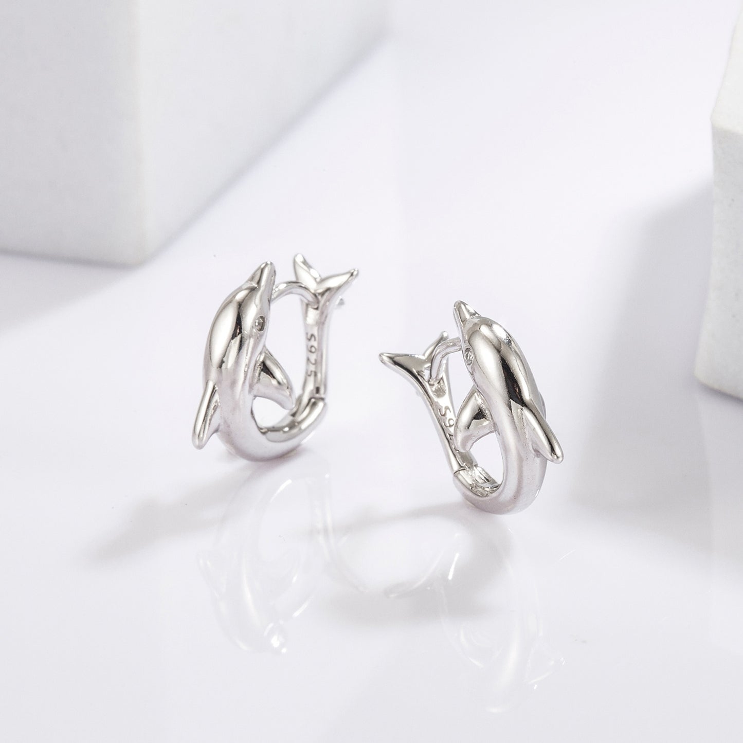 925 Sterling Silver Zircon Dolphin Earrings - PFgoods.com