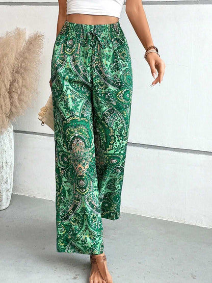 Printed Wide Leg Pants - PFgoods.com