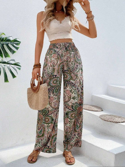 Printed Wide Leg Pants - PFgoods.com