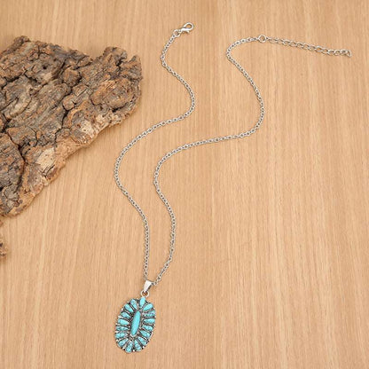 Artificial Turquoise Pendant Alloy Necklace - PFgoods.com