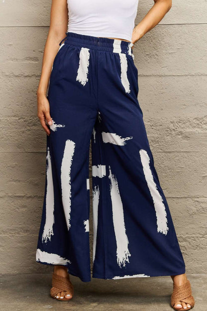 Printed Wide Leg Long Pants - PFgoods.com