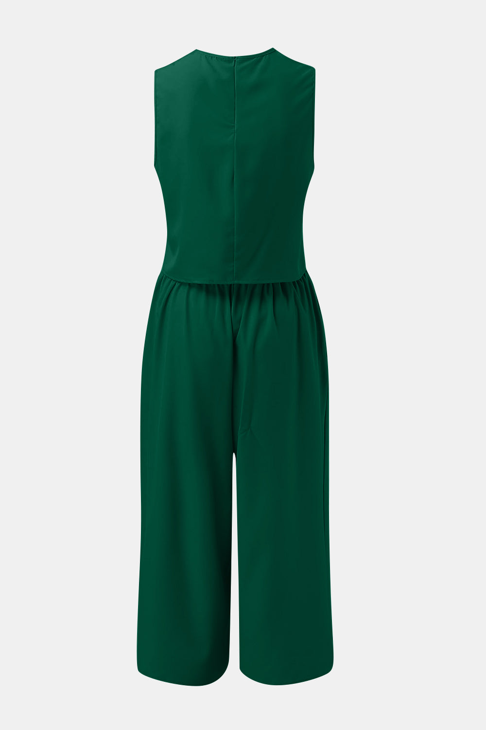 Round Neck Top and Wide Leg Pants Set - PFgoods.com