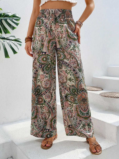 Printed Wide Leg Pants - PFgoods.com