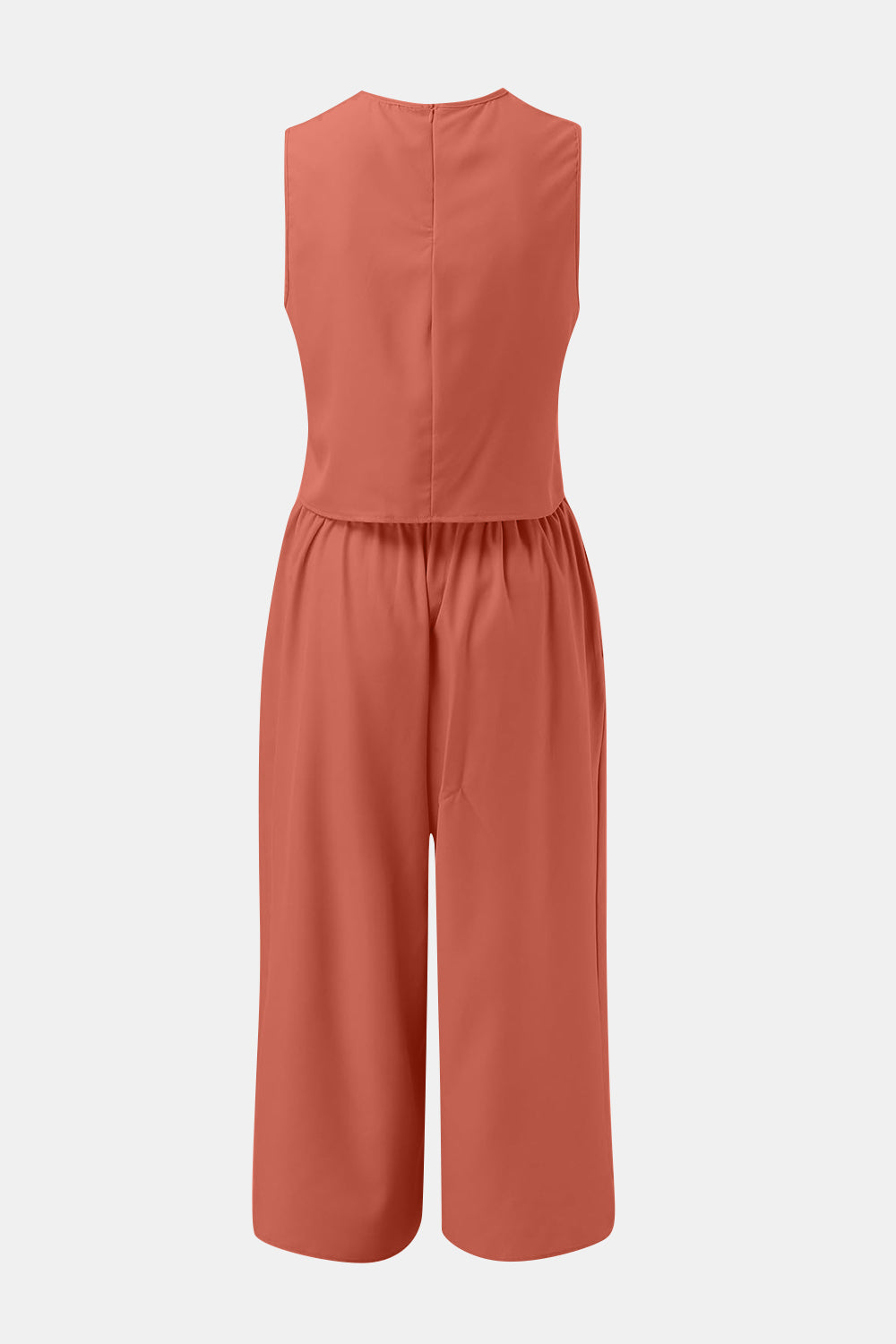 Round Neck Top and Wide Leg Pants Set - PFgoods.com