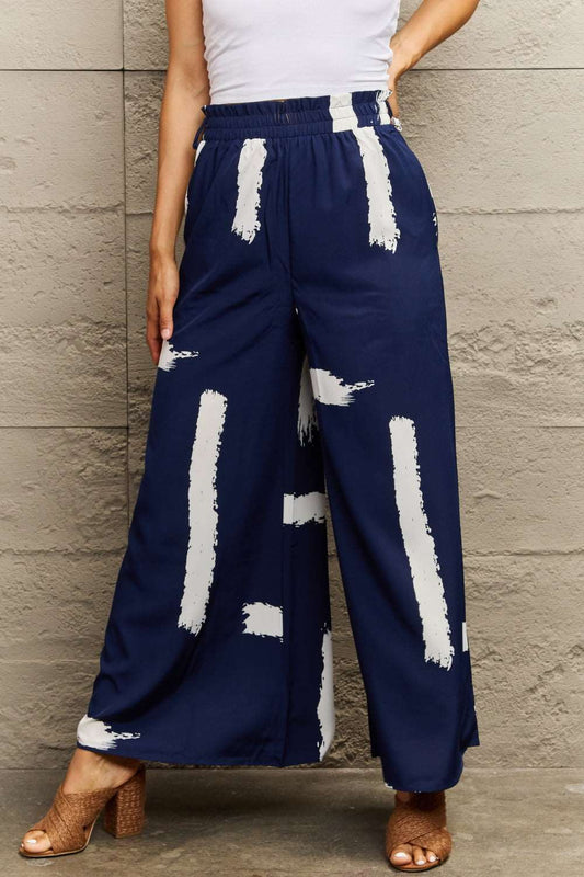 Printed Wide Leg Long Pants - PFgoods.com