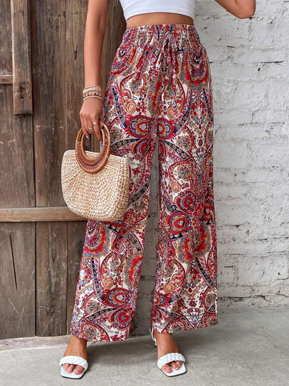 Printed Wide Leg Pants - PFgoods.com