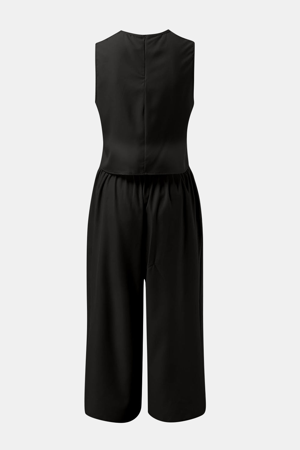 Round Neck Top and Wide Leg Pants Set - PFgoods.com