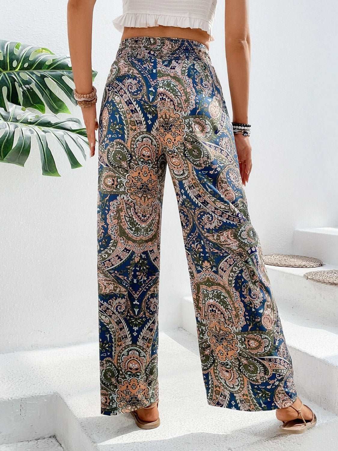 Printed Wide Leg Pants - PFgoods.com