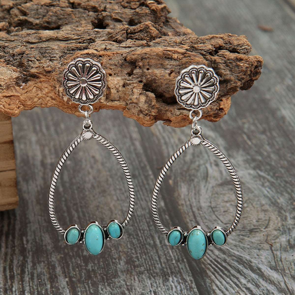 Artificial Turquoise Teardrop Earrings - PFgoods.com