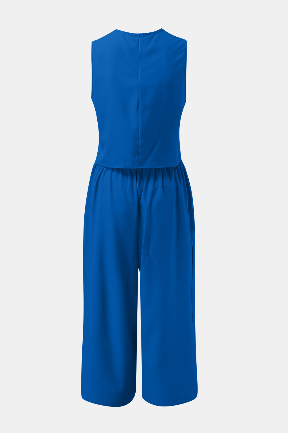 Round Neck Top and Wide Leg Pants Set - PFgoods.com