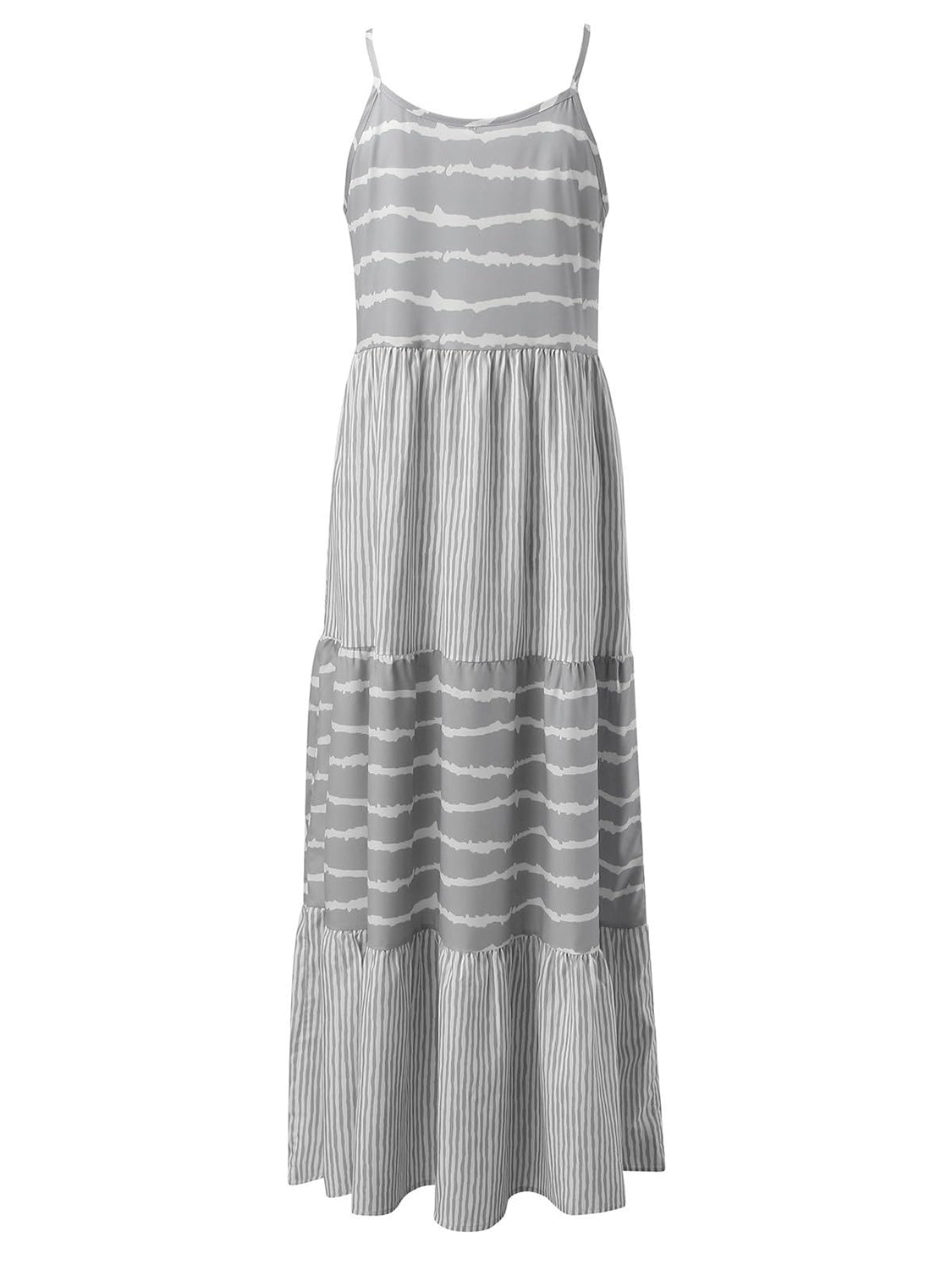 Tiered Striped Sleeveless Cami Dress - PFgoods.com