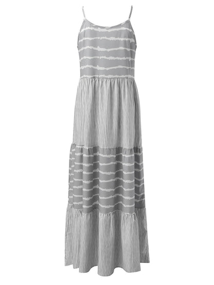 Tiered Striped Sleeveless Cami Dress - PFgoods.com