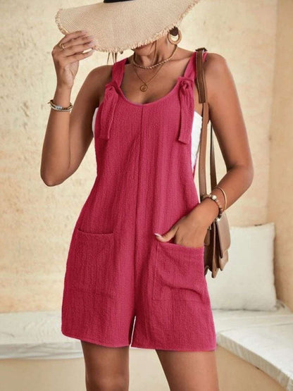 Full Size Scoop Neck Romper with Pockets - PFgoods.com