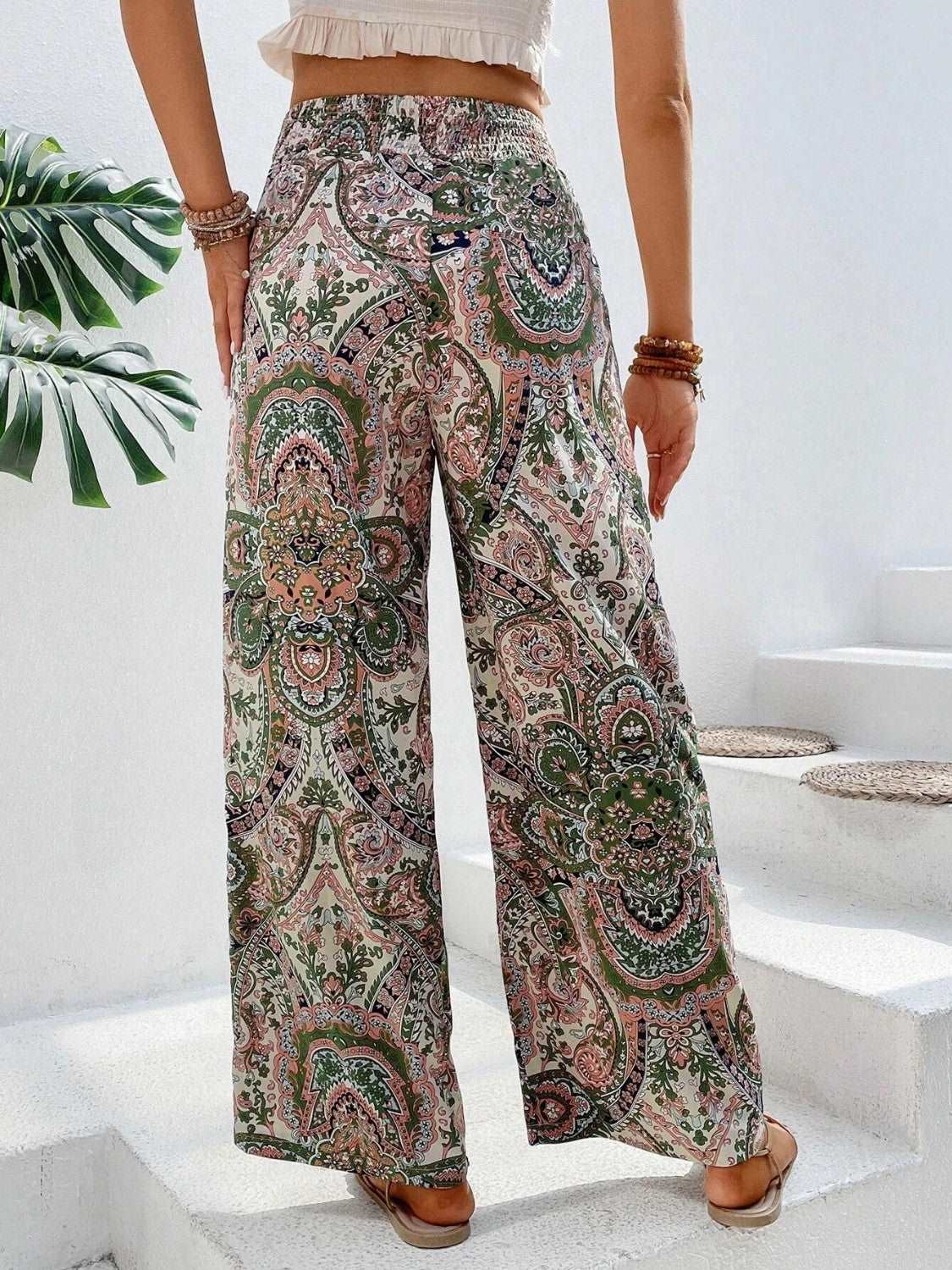 Printed Wide Leg Pants - PFgoods.com