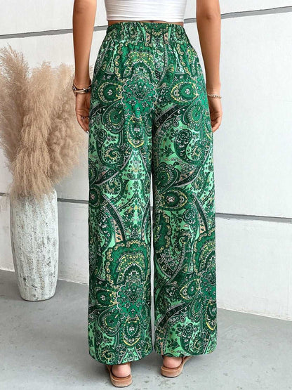 Printed Wide Leg Pants - PFgoods.com