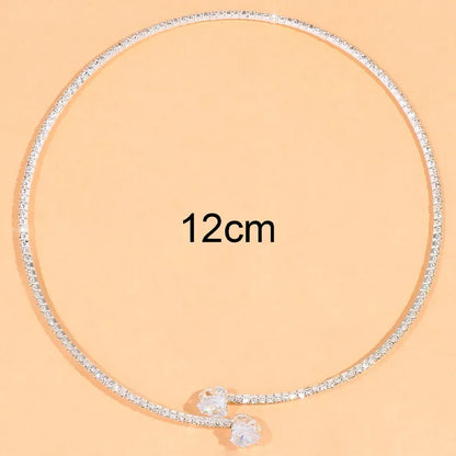 Rhinestone Heart Collar Choker Necklace - PFgoods.com