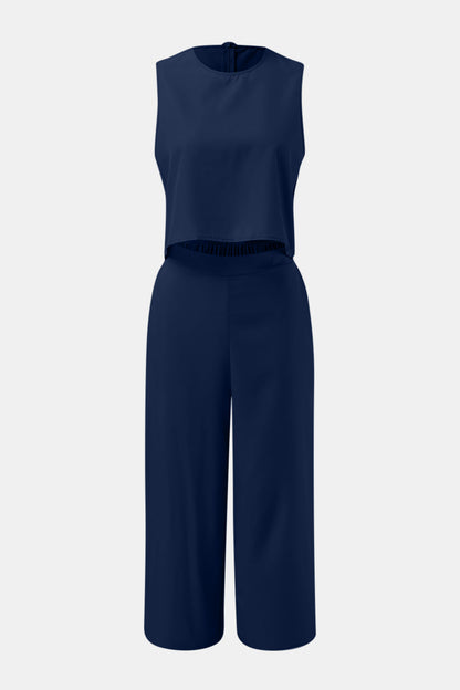 Round Neck Top and Wide Leg Pants Set - PFgoods.com