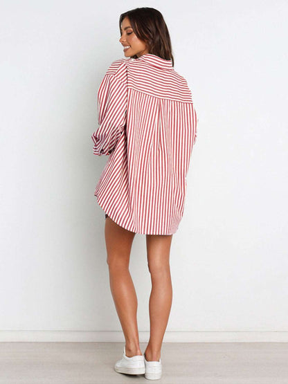 Striped Dropped Shoulder Shirt and Shorts Set - PFgoods.com