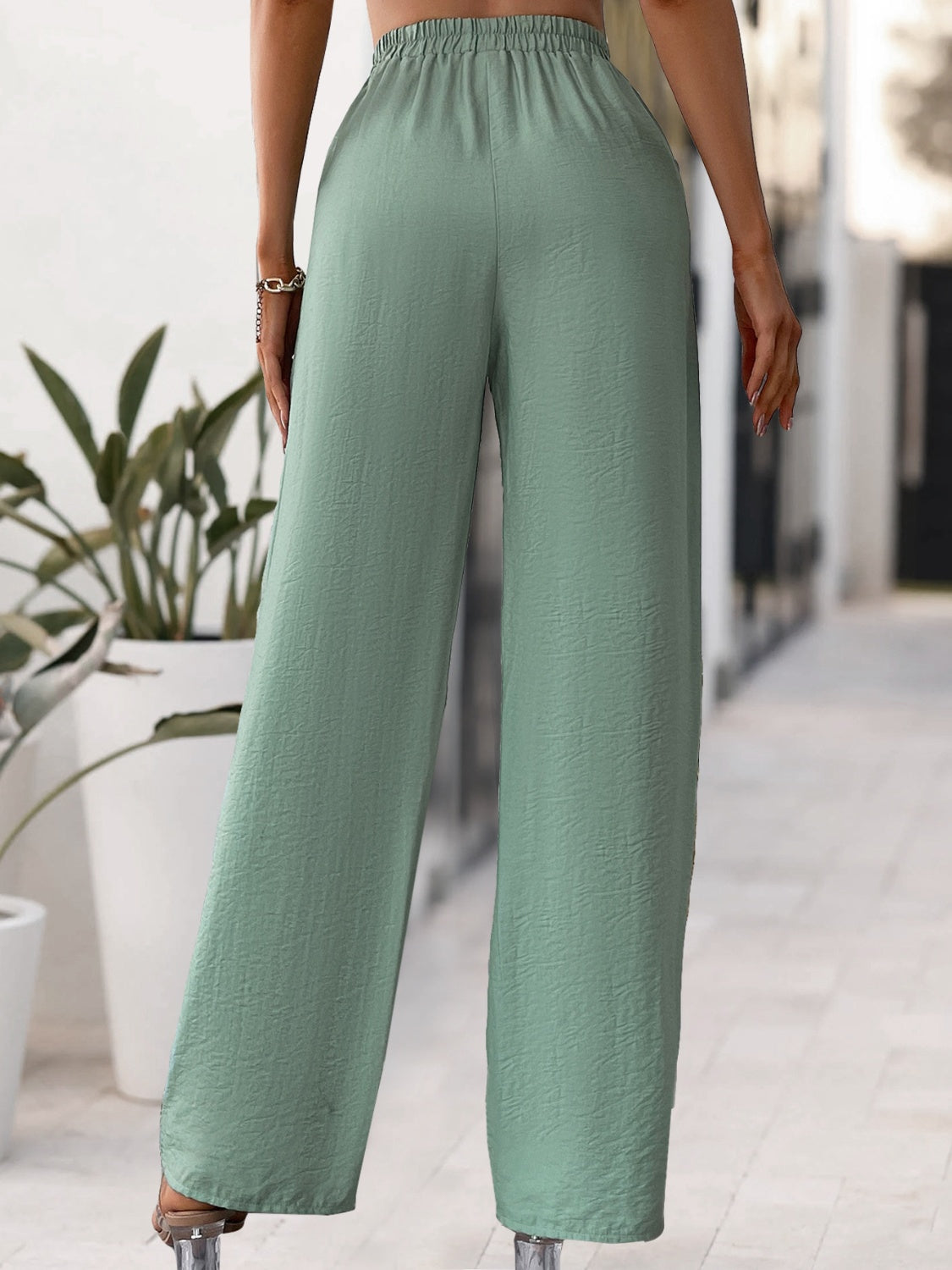 Tied High Waist Wide Leg Pants - PFgoods.com