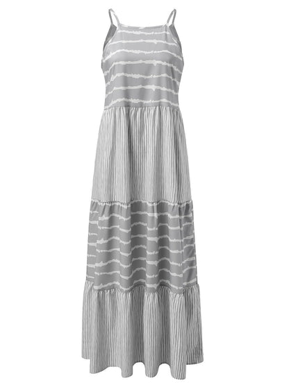 Tiered Striped Sleeveless Cami Dress - PFgoods.com