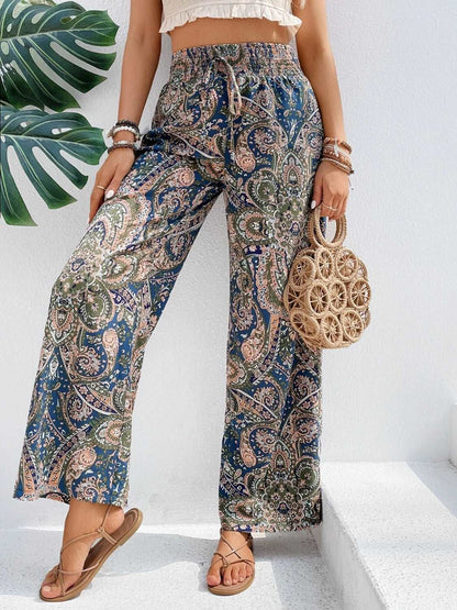 Printed Wide Leg Pants - PFgoods.com