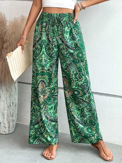 Printed Wide Leg Pants - PFgoods.com