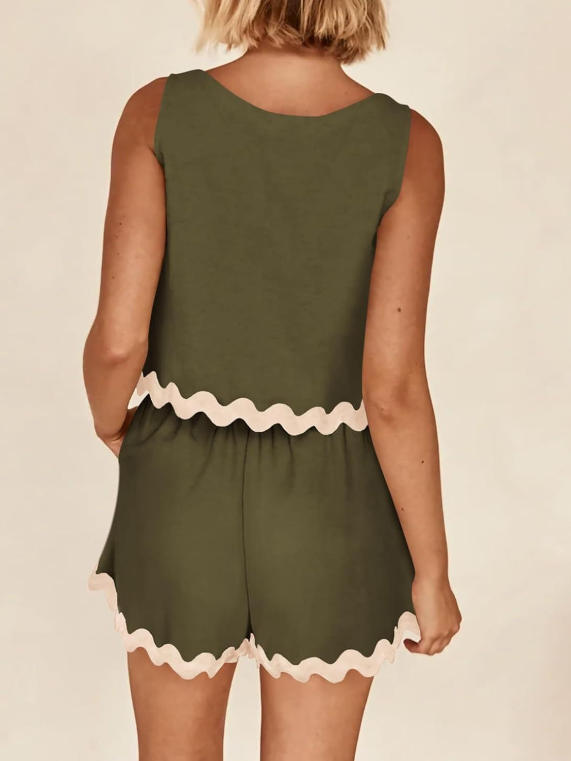 Contrast Trim Sleeveless Top and Shorts Set - PFgoods.com