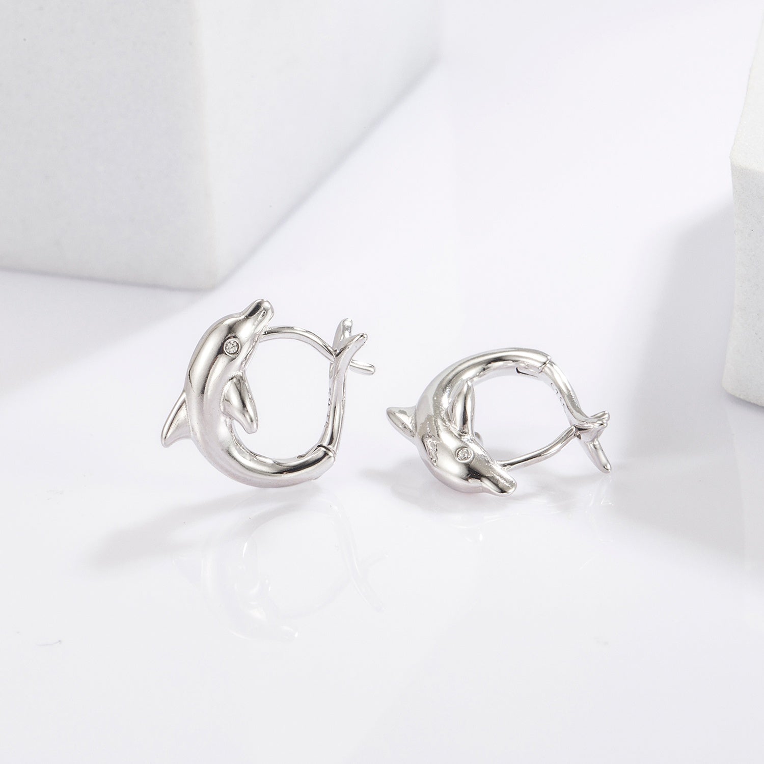 925 Sterling Silver Zircon Dolphin Earrings - PFgoods.com