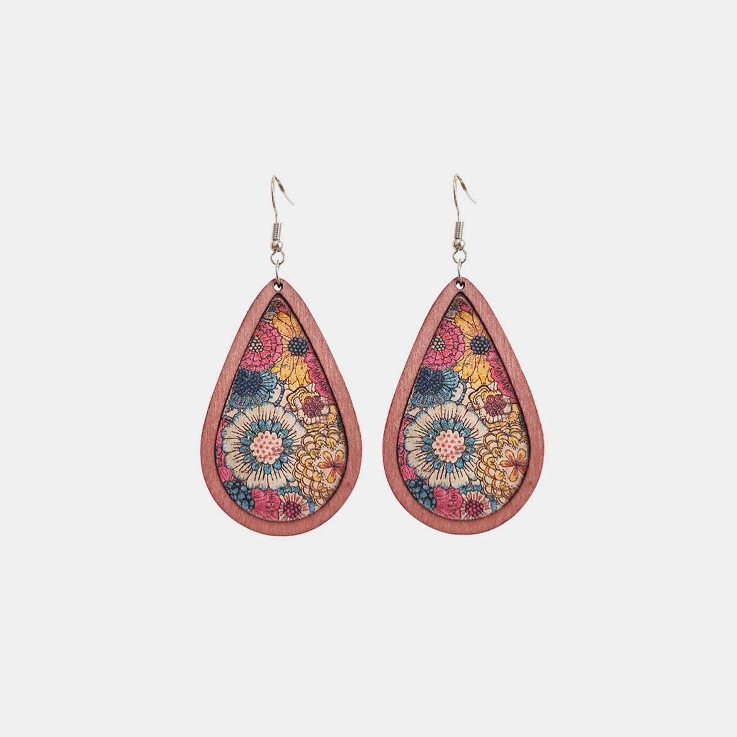 Floral Wood Teardrop Earrings - PFgoods.com