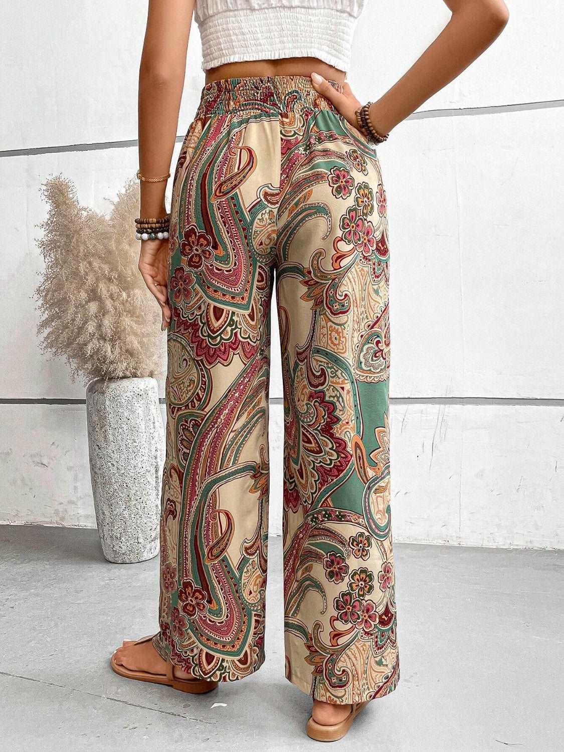 Printed Wide Leg Pants - PFgoods.com